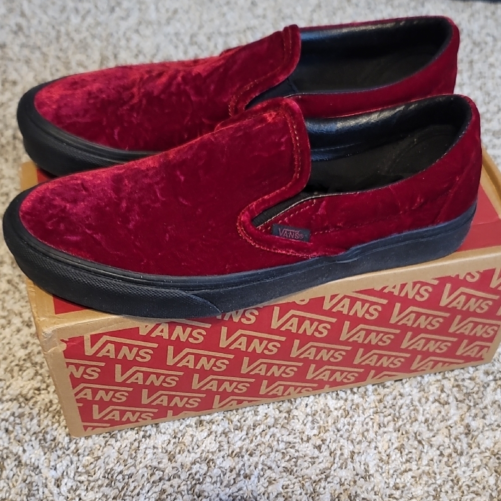 Vans Men's Oxblood Velvet Slip-On Sneakers